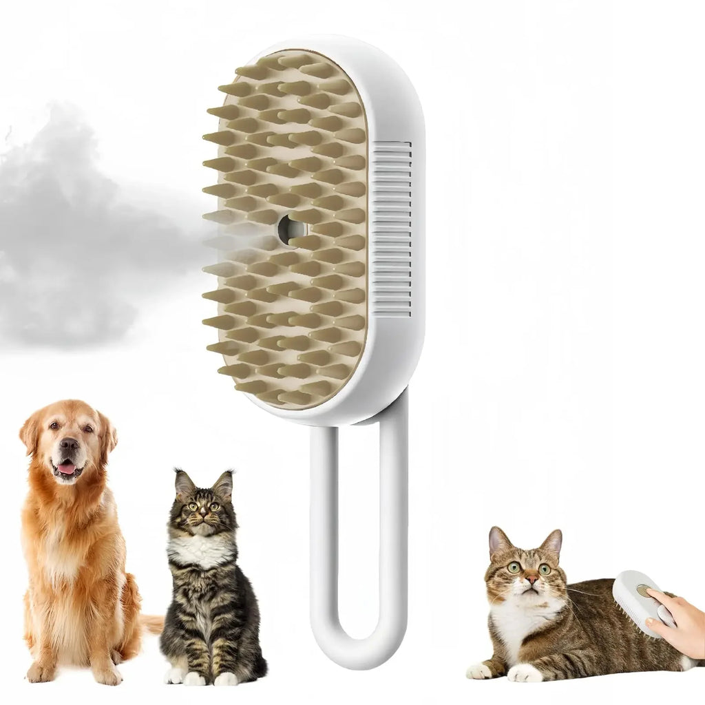 Cepillo 3 en 1 para Perros y Gatos con Spray, Masaje y Eliminación de Pelo, Plegable y Rotatorio para Baño y Grooming