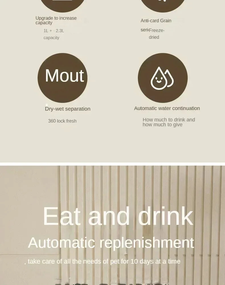 Comedero Automático Inteligente para Perros y Gatos: Dispensador de Comida de Gran Capacidad con Fuente de Agua Integrada, Ideal para Cachorros y Mascotas de Todos los Tamaños, Fácil de Usar y Mantener una Alimentación Sa