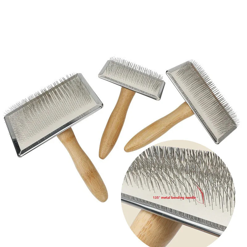 Cepillo de Madera para Perros y Gatos, Ideal para Pelo Largo, Elimina Pelo Suelto y Proporciona Masaje durante el Cepillado