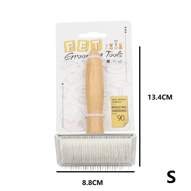 Cepillo de Madera para Perros y Gatos, Ideal para Pelo Largo, Elimina Pelo Suelto y Proporciona Masaje durante el Cepillado