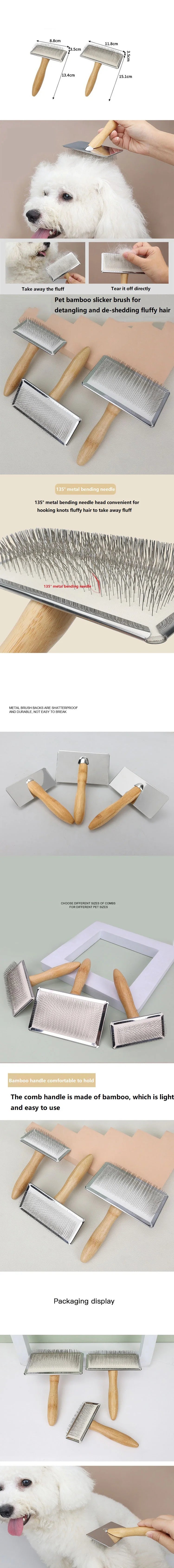 Cepillo de Madera para Perros y Gatos, Ideal para Pelo Largo, Elimina Pelo Suelto y Proporciona Masaje durante el Cepillado