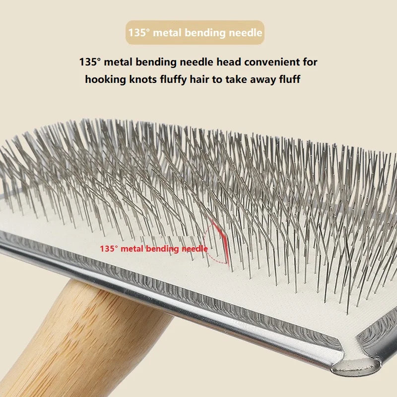 Cepillo de Madera para Perros y Gatos, Ideal para Pelo Largo, Elimina Pelo Suelto y Proporciona Masaje durante el Cepillado